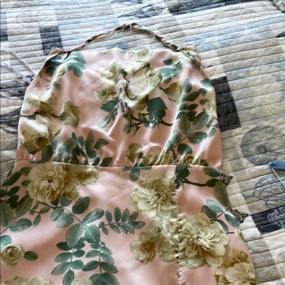 Floral Halter Dress in Pink and Green